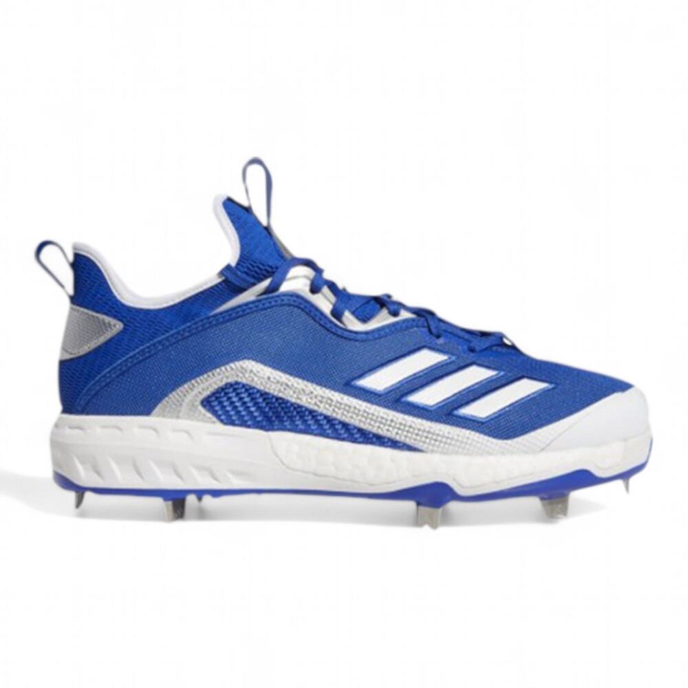 adidas Icon 6 Baseball Cleats Size 12.5 Metal Cleats Blue Silver White